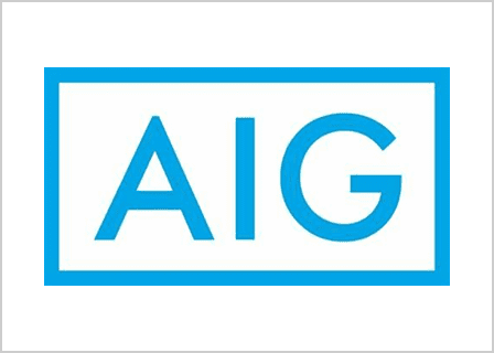 AIG logo with blue letters on a white background.