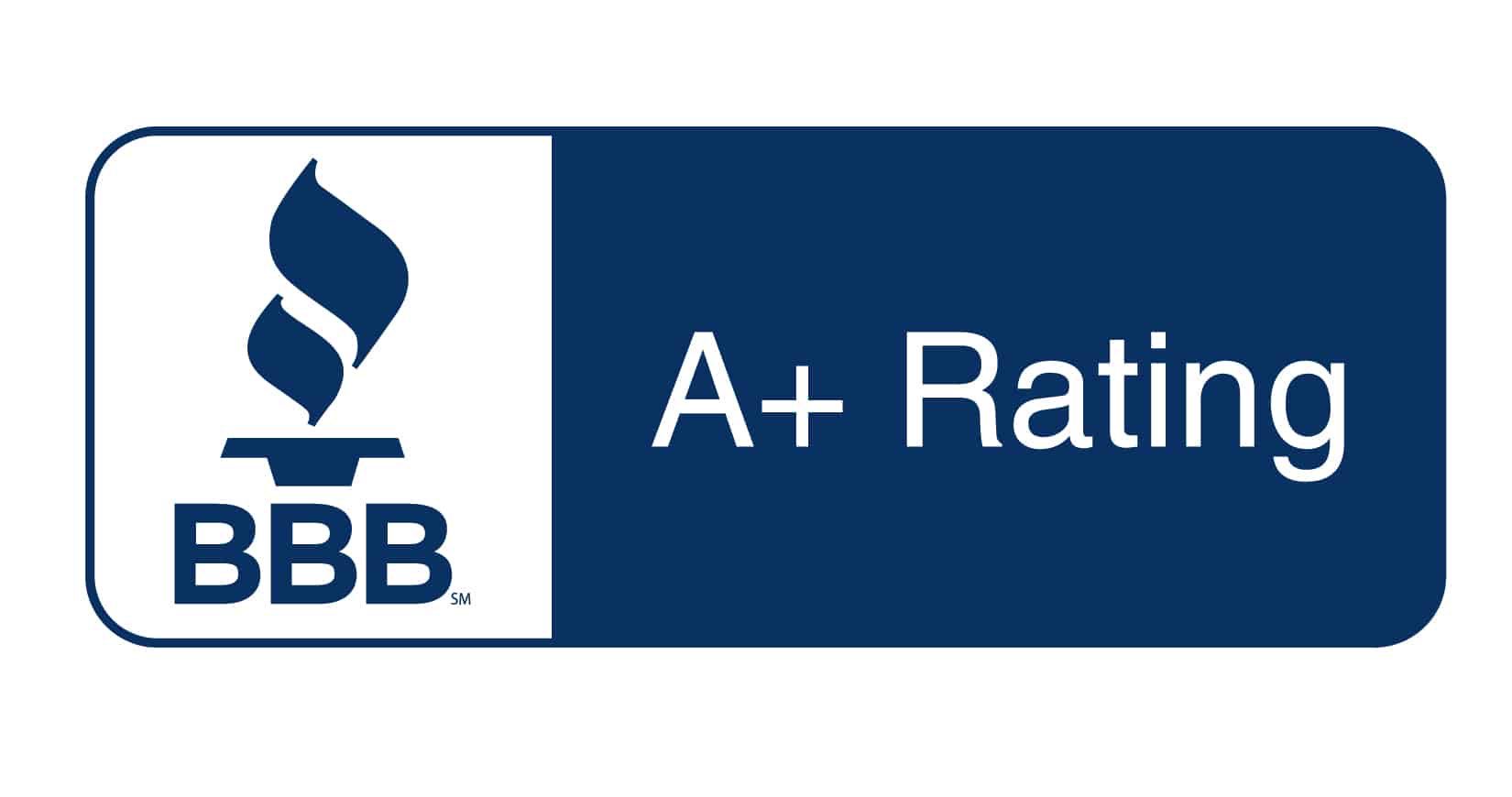 A logo displaying an A+ rating alongside a blue and white emblem.